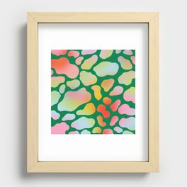 Cute Colorful Cow Spots Pattern \\ Multicolor Gradient & Juicy Green Background Recessed Framed Print
