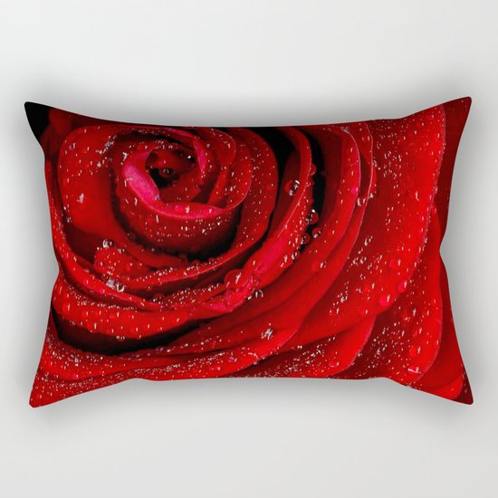 Red rose with sparkling droplets- Beautiful elegant Roses Rectangular Pillow