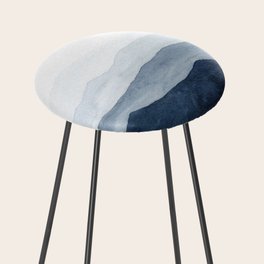 Indigo Abstract Watercolor Mountains Counter Stool