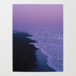 PURPLE MAGIC | seascape | glitter collage art | aesthetic of nature | yana potter digital art Poster