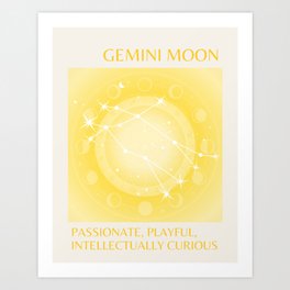 Gemini, Gemini Moon Sign, Gemini Zodiac, Yellow Aura Gradient Art Print