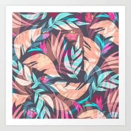 Colorful leaves in hand drawn style Art Print