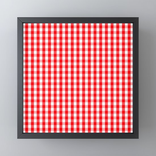 Large Christmas Red And White Gingham Check Plaid Framed Mini Art
