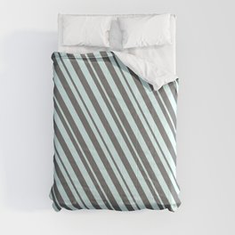 [ Thumbnail: Light Cyan and Dim Grey Colored Lines/Stripes Pattern Comforter ]