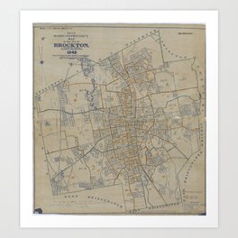 1950 Census Enumeration District Map - Massachusetts (MA) - Plymouth County - Brockton Art Print | Antique, County, Drawing, Poster, Chart, Print, Vintage, Town, Cartography, Unitedstates 