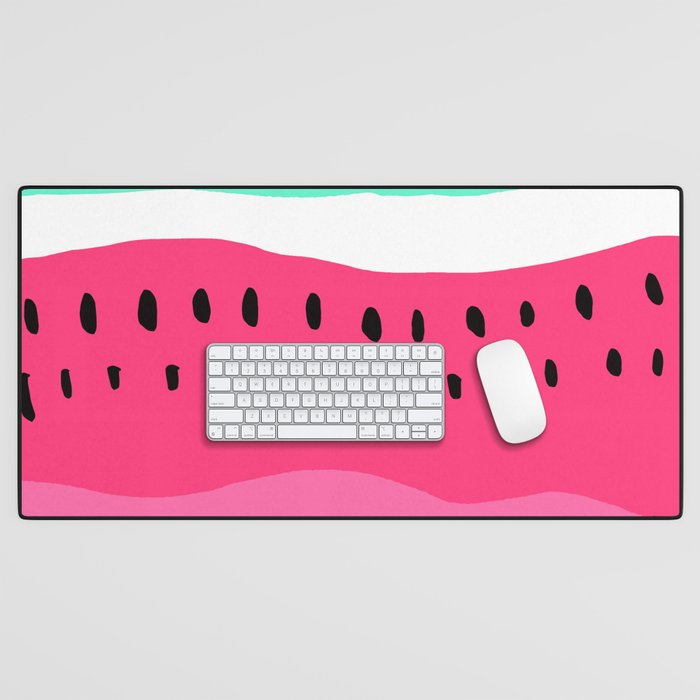 Modern summer watermelon color block neon pink turquoise Desk Mat
