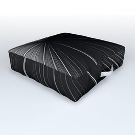 White rays focusing through black background Outdoor Floor Cushion