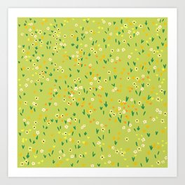 Bright Green Wildflowers Art Print