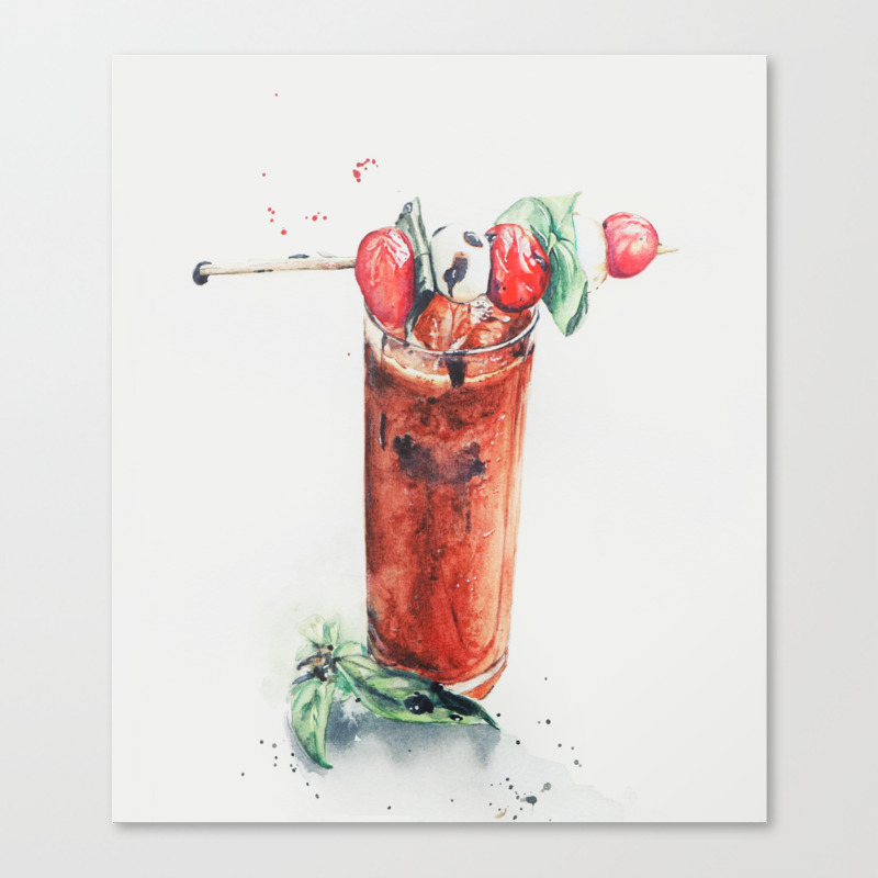 Original Watercolor Caprese Bloody Mary Canvas Print By Lushouling Society6