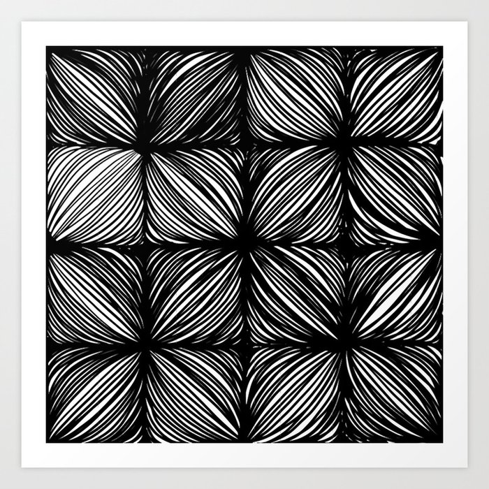 Abstract Flowers Black and White #1 #decor #society6 #buyart Art Print