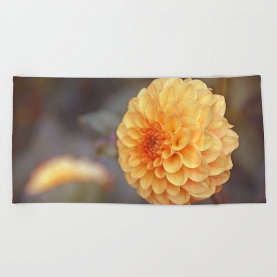 Shiny Yellow Sweet Pixie Dahlia Beach Towel