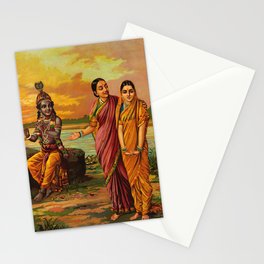 Krishna declaring his love for Radha by Raja Ravi Varma Stationery Card