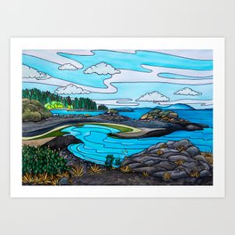 Shack Island Piper's Lagoon Beach Vancouver Island Watercolor Art Print