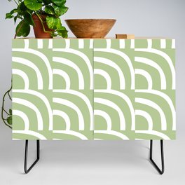 Mid Century Modern Abstract Band Pattern 325 Sage Green Credenza