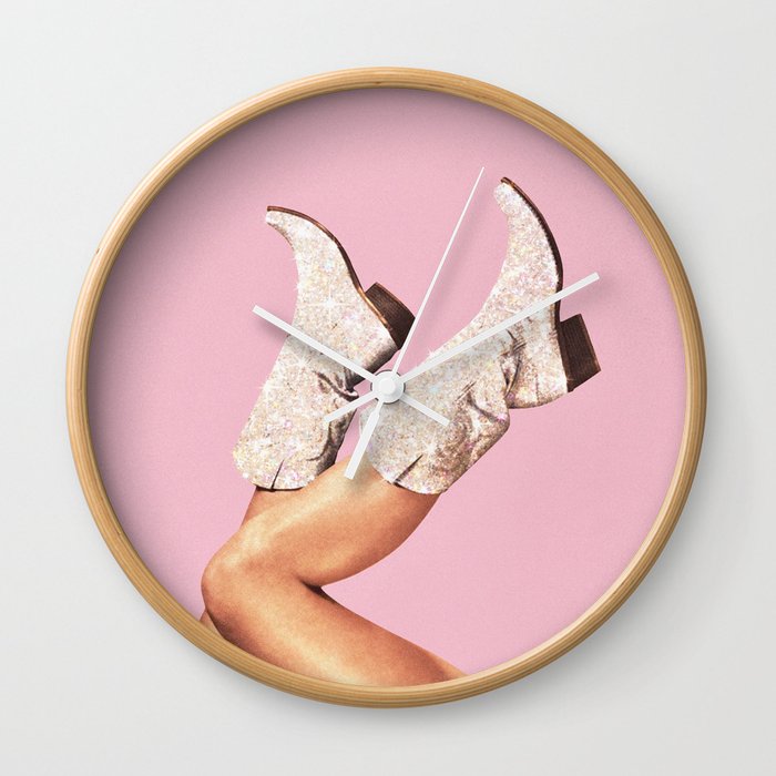 These Boots - Glitter Pink Wall Clock