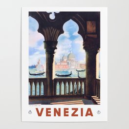 1938 ITALY Venice Venezia Travel Poster Poster