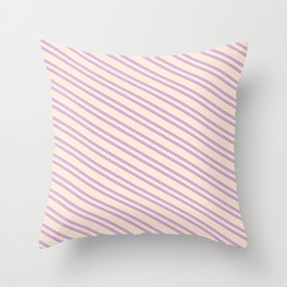 [ Thumbnail: Beige and Dark Orchid Colored Striped Pattern Throw Pillow ]