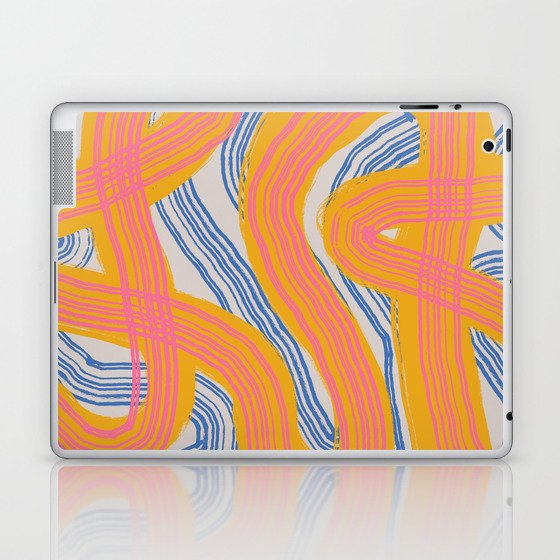 Vibrant Orange wavy stripe pattern Laptop & iPad Skin
