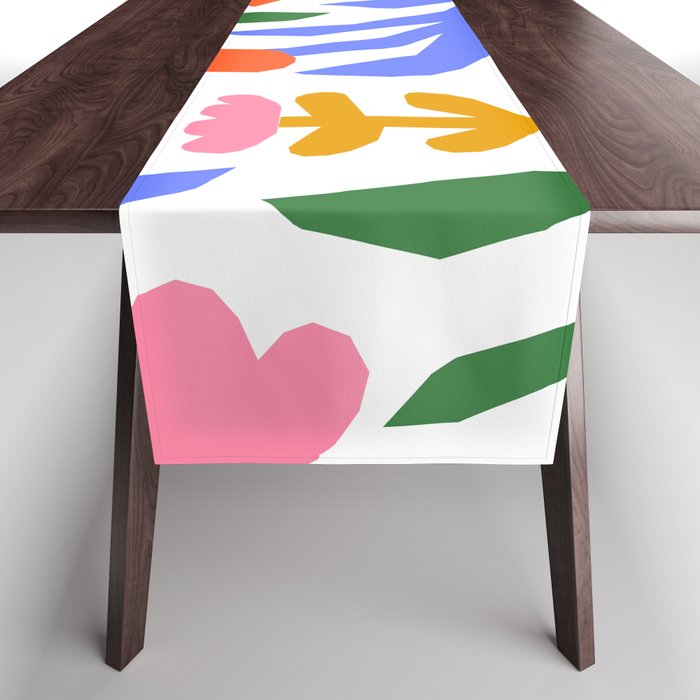 Colorful abstract flower cartoon pattern illustration Table Runner