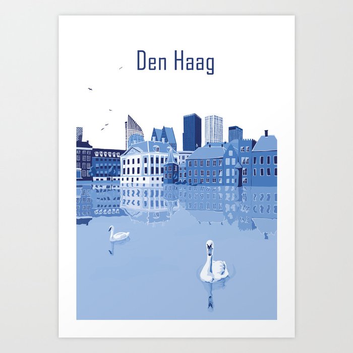 The Hague - Delft Blue Art Print