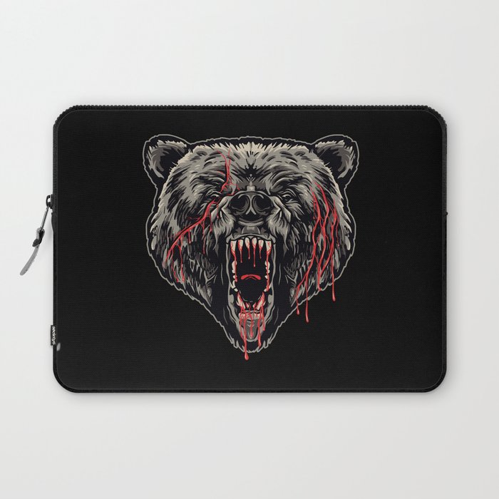 Horror Wild Bear Illustration Laptop Sleeve