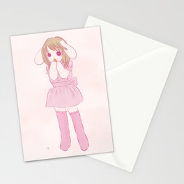  lop ear rabbit girl Stationery Cards