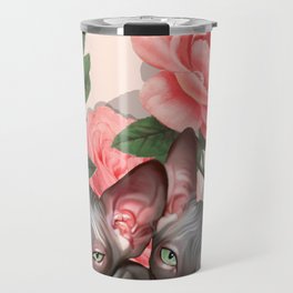 Sphynx among roses Travel Mug