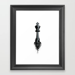 Farewell to the King / 3D render of chess king breaking apart Framed Art Print