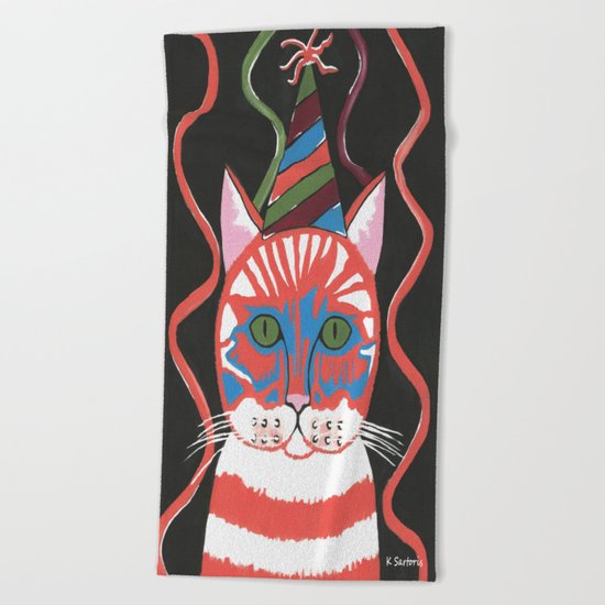 Bad Cattitudes Birthday Beach Towel