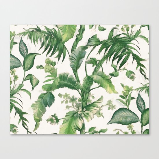Green tropical leaves Canvas Print