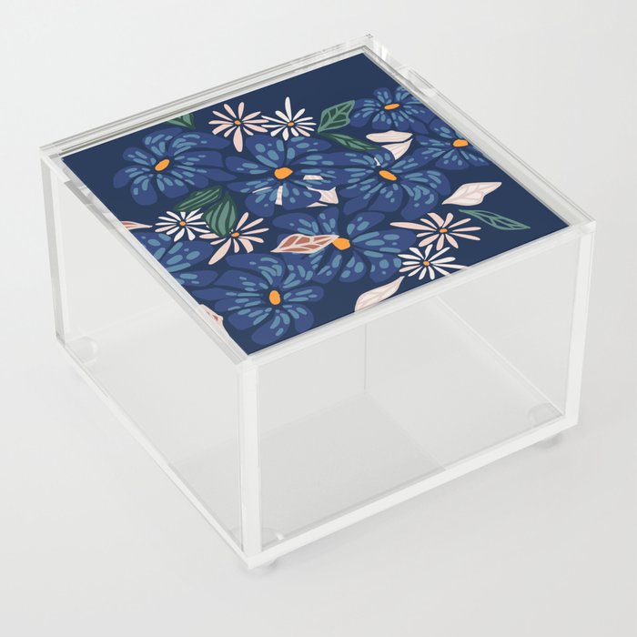 Floral abundance Blue Acrylic Box