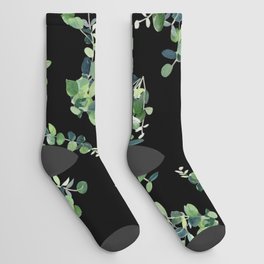 Eucalyptus Pattern in Black  Socks