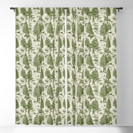 Bigfoot / Sasquatch Toile de Jouy in Forest Green Blackout Curtain