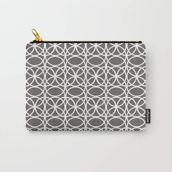 Pantone Pewter and White Rings Circle Heaven 2, Overlapping Ring Design - Digital Artwork Carry-All Pouch