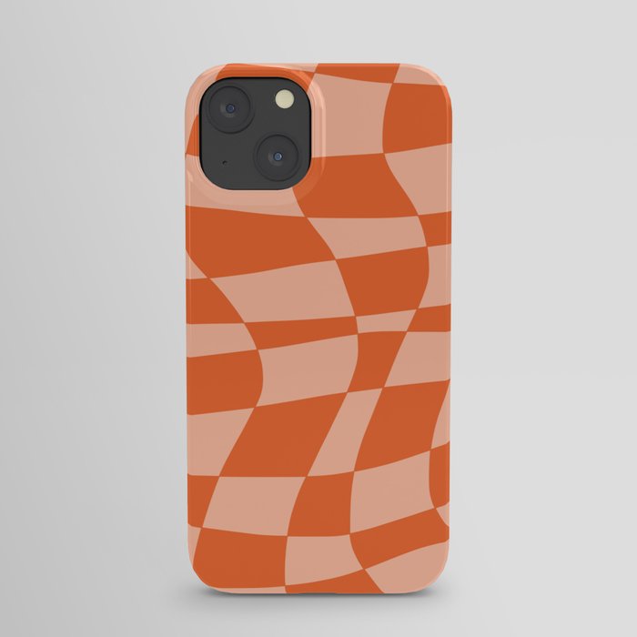 Orange twist checkered retro pattern iPhone Case