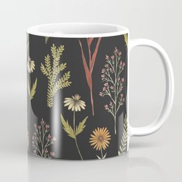 flat lay floral pattern on a dark background Coffee Mug