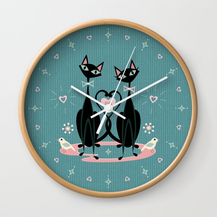 Vintage Kitty Love ©studioxtine Wall Clock