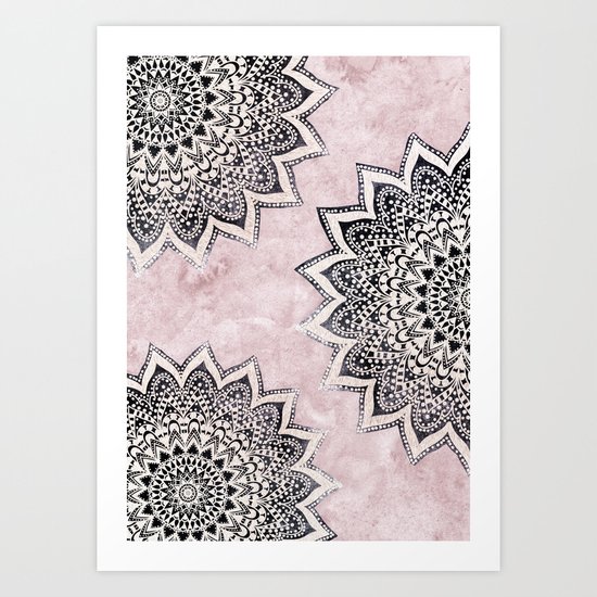 ROSE BOHO NIGHTS MANDALAS Art Print