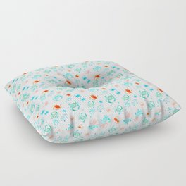 Colorful Crabs, Sea Glass, Bright, Cheerful Crab Pattern Floor Pillow
