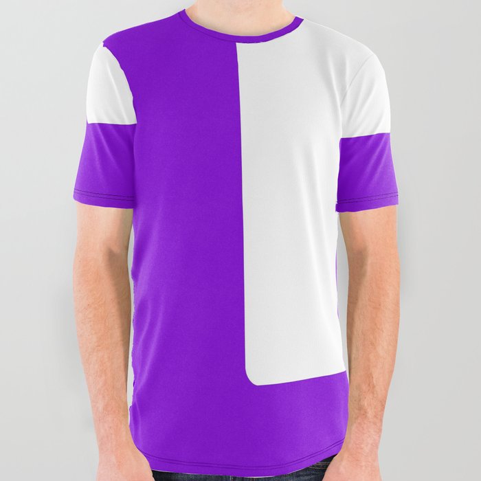 H (White & Violet Letter) All Over Graphic Tee