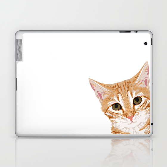 Peeking Orange Tabby Cat Cute Funny Cat Meme For Cat Ladies Cat People Laptop Ipad Skin By Petfriendly Society6