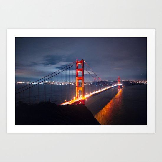 Golden Gate Bridge at Night | San Francisco, CA Art Print