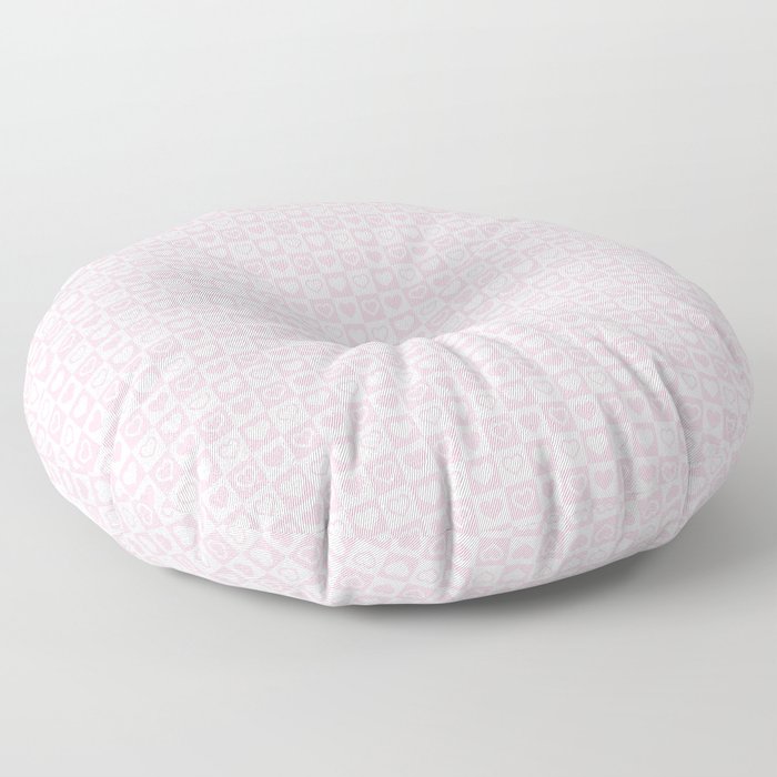Light Soft Pastel Pink & White Love Hearts Floor Pillow