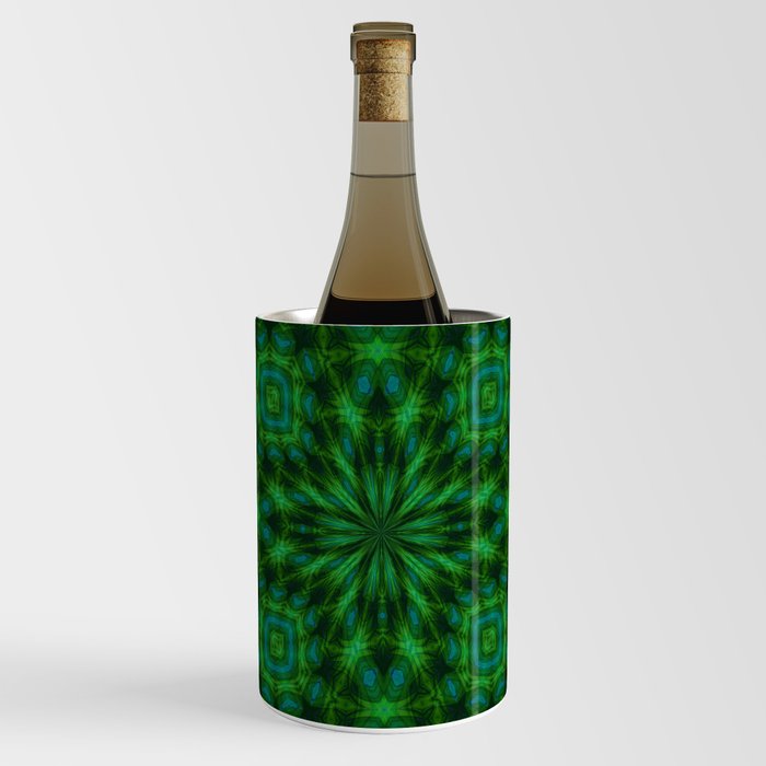 Green and Sky Blue Multicolored Boho Pattern Wine Chiller