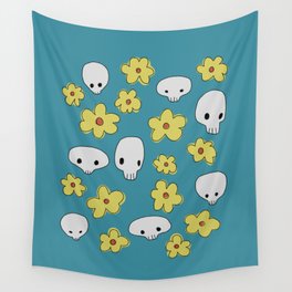 Skulls and flowers Wall Tapestry
