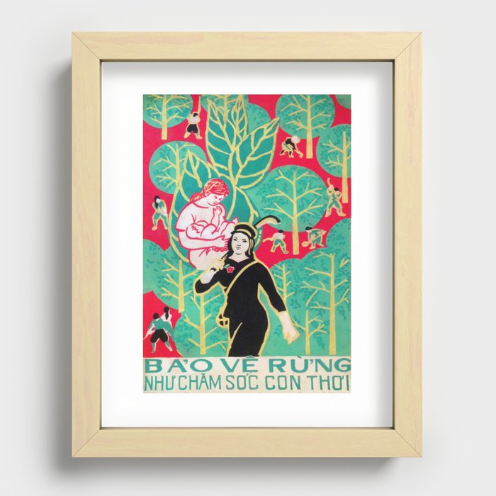 Vietnamese Poster 'Protect forests like nurturing babies!'  Recessed Framed Print