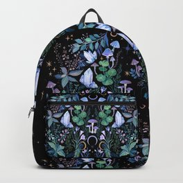 Mystical Garden Backpack | Crystal, Cosmic, Gouache, Magic, Nature, Watercolor, Floral, Painting, Mushroom, Acrylic 