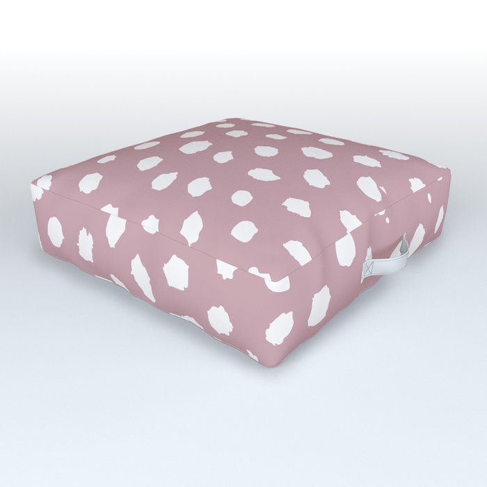 Mauve Brushstroke Dots Outdoor Floor Cushion