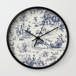 Blue Toile de Jouy Wall Clock | Retro, Landscape, Love, Versailles, Toiledejouy, Jouy, Vintage, Tapestry, Drawing, Chic 