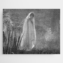 The Appartion (at the lily pond) black and white art photograph by Constant Puyo Jigsaw Puzzle